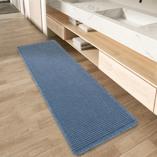 Vista 72 de AMOAMI Tapete de baño mejorado con diseño de gofre, súper absorbente, antideslizante, para suelo de baño, lavable a máquina, con borlas, tapetes
