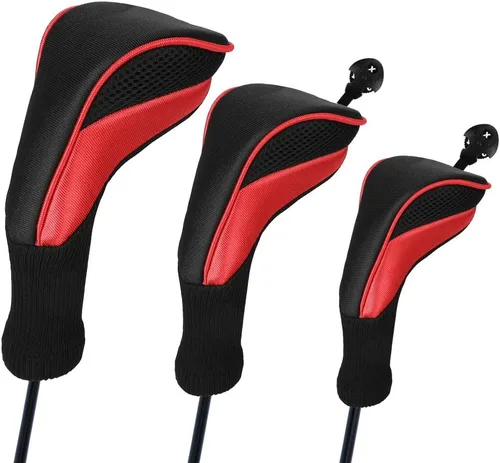 Vista 8 de Number-one Fundas para cabezas de palos de golf para híbridos de Fairway Woods, 3 piezas de cuello largo de malla para palos de golf con etiquetas