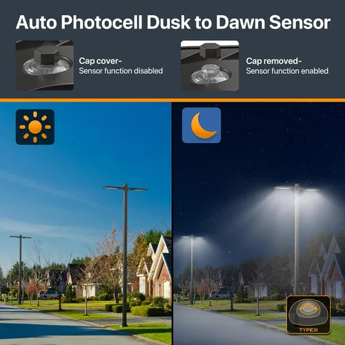 Vista 5 de Luces de Estacionamiento 240W 36000LM Montaje de Brazo Ajustable Luces de Caja de Zapatos para Exteriores con Fotocélula de Anochecer a Amanecer