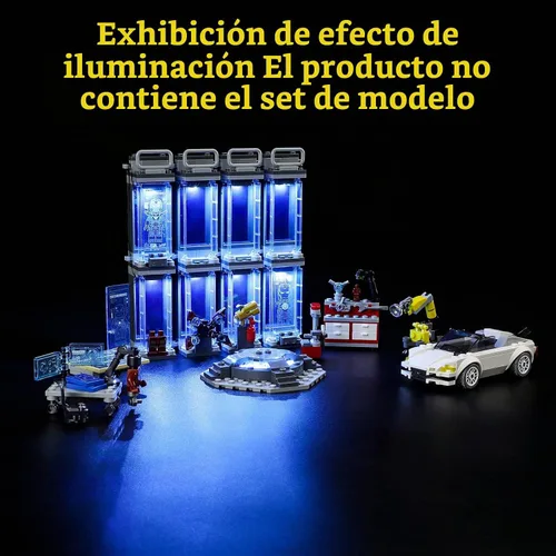 Vista 8 de GEAMENT Kit de luces LED compatible con Lego Iron Man Armory - Juego de iluminación para modelo de construcción 76216 (juego de modelos no incluidos)