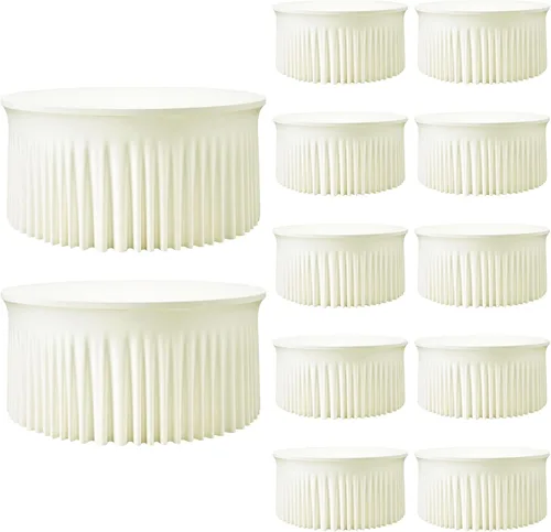 Vista 15 de Mantel redondo de 60 pulgadas en negro para mesas de 5 pies, funda de mesa ajustada de elastano con borde elástico y falda, lavable, sin arrugas