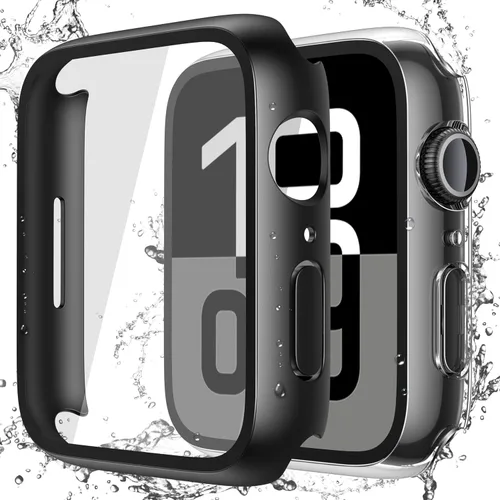 Vista 23 de Misxi Paquete de 2 fundas impermeables con botón diseñadas para Apple Watch Series 3 Series 2 de 38mm, funda rígida de policarbonato anticaídas