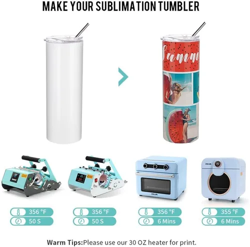 Vista 5 de PYD Life Paquete de 10 Vasos Tumblers de Sublimación a Granel en Blanco de 20 OZ Delgados Blancos de Acero Inoxidable con Pajita y Tapa para Taza