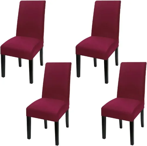 Vista 38 de Fuloon Paquete de 4 Fundas Protectoras para Asientos de Sillas de Comedor Super Ajustadas Elásticas Extraíbles Lavables Cortas para Hotel, Comedor