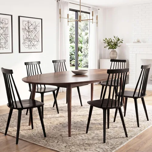 Vista 13 de DUHOME Juego de 2 Sillas de Comedor de Madera Silla de Comedor Husillo Negro Lateral Cocina Habitación Sillas de Granja Campestre Negro