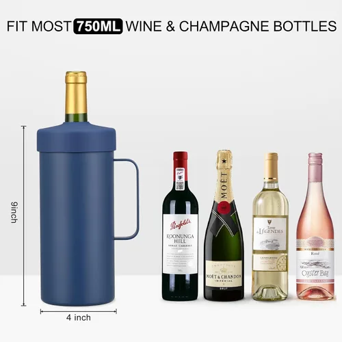 Vista 4 de MAXSO Vaso enfriador de vino de 42 onzas, regalo para los amantes del vino, cubo aislado al vacío de acero inoxidable 2 en 1, taza portátil