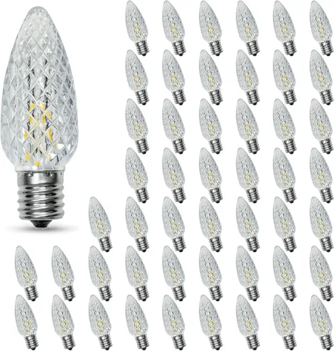 Vista 10 de Paquete de 50 bombillas LED C9 multicolor de repuesto para luces de Navidad, inastillables e impermeables, bombillas LED C9 de plástico para cadenas