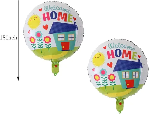 Vista 5 de LYST 5 globos de papel de aluminio de bienvenida para el hogar con globos en forma de casa para decoración de fiestas, decoración del hogar