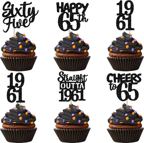 Vista 67 de 30 piezas negras para cupcakes de 10.º cumpleaños con purpurina Ten Happy 10 Straight Outta 2016 para saludos a 10 años 10 cumpleaños, boda Negro