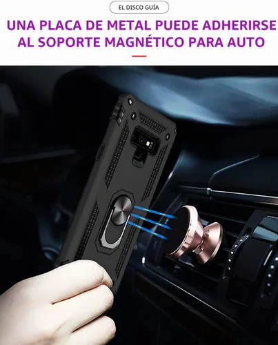 Vista 2 de Androgate Funda para Galaxy Note 9 con protector de pantalla de PET 3D, soporte de anillo de grado militar, soporte para automóvil, prueba de caídas