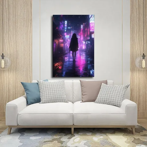 Vista 5 de XAHOR Anime Vaporwave Wall Decor – Retro Neon Urban Landscape – Cyberpunk Night City Poster Canvas Poster Wall Art Decor Print Picture Paintings for