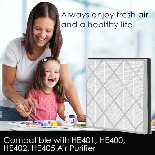 Vista 6 de Filtro Hepa HE400 de repuesto compatible con purificador de aire Shark HE4FKPET HE400 HE401 HE402 y HE405 con 4 ventiladores, filtración de 3 etapas