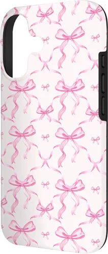 Vista 2 de Cintas y lazos rosados estéticos en acuarela para iPhone 17