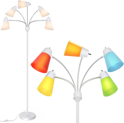 Vista 11 de FOLKSMATE Lámpara de Pie LED, Medusa Múltiples Cabezales Moderna Alta, Rústica Ajustable Luz de Lectura de Pie para Sala de Estar/Habitación de Negro