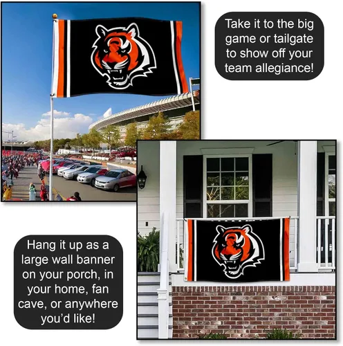 Vista 4 de Bandera grande de los Cincinnati Bengals de 3 x 5