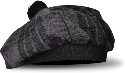 Vista 11 de Sombrero escocés Tam o Shanter Gorro escocés Tartan P.V Tartan (poliviscosa) Mezcla de lana con pompón Talla única para todos.