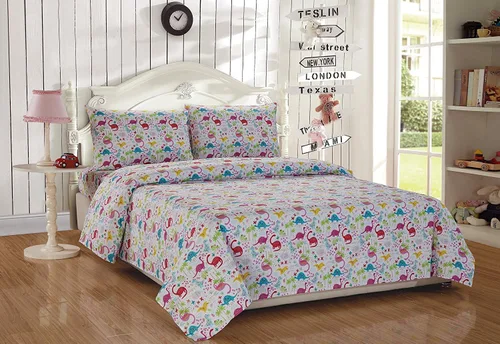 Vista 2 de Linen Plus Juego de sábanas para niñas, de dinosaurio, rosa, blanco, rojo, morado, amarillo, dinosaurios, jurásico, sábana bajera ajustable y fundas