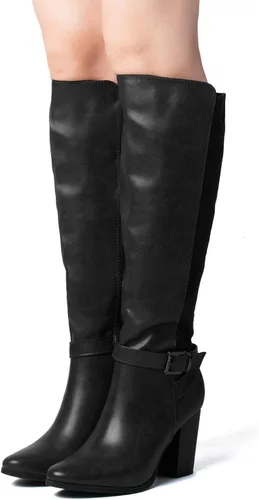 Vista 6 de Botas altas hasta la rodilla con cremallera para mujer, botas de tacón alto y grueso