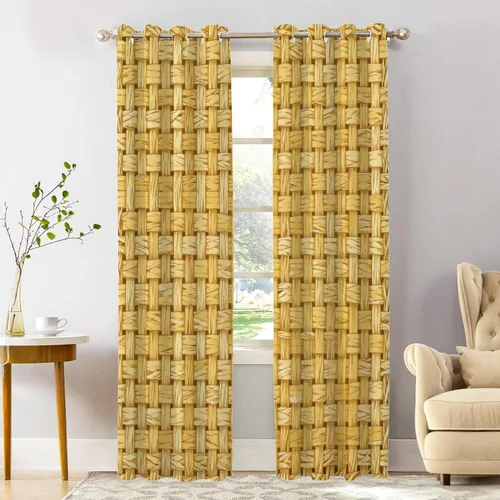Vista 39 de Shrahala Cortinas rústicas de granja para ventanas de cocina, textura de cesta tejida, paneles de cortina rústica para ventana de granja, poliéster