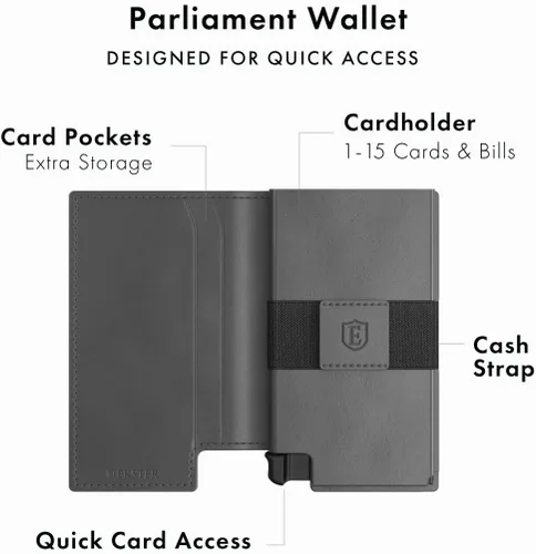 Vista 2 de Ekster Parliament - Cartera delgada de cuero - Bloqueo RFID - Acceso rápido a la tarjeta, Onyx, Moderno