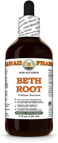Vista 9 de Hawaii Pharm Beth Extracto líquido sin alcohol, Beth (Trillium Erectum) Suplemento herbario natural de glicerita de raíz seca, 2 onzas
