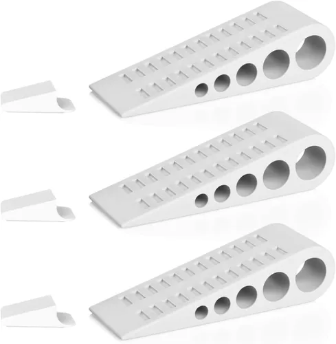 Vista 14 de HOMOTEK Paquete de 2 topes de puerta de goma con forma de cuña para puertas de puerta, protectores de pared para piso e parte inferior de la puerta