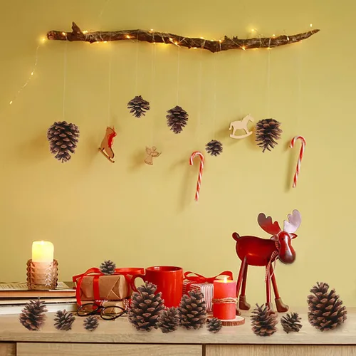 Vista 7 de 25 conos de pino natural de Navidad de 0.8 a 3.6 pulgadas, adornos colgantes para el hogar, vacaciones, manualidades, etiqueta de regalo, árbol