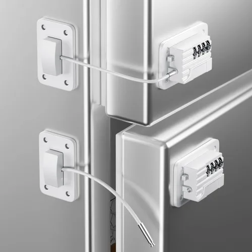Vista 16 de RORMGO Paquete de 2 cerraduras para refrigerador, cerradura para refrigerador con protección de alambre de silicona, cerraduras para nevera
