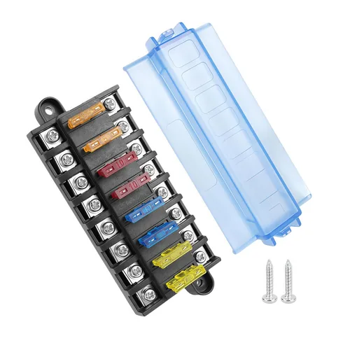 Vista 9 de Caja de fusibles de hoja de 4 vías con cubierta DC 32V ATO Blade Fuse Box Block Holder para coche barco