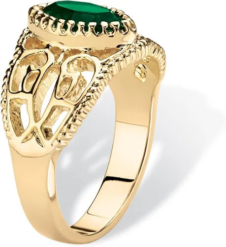 Vista 2 de PalmBeach - Anillo de filigrana con piedra natal de imitación chapado en oro amarillo, tallas 5-10