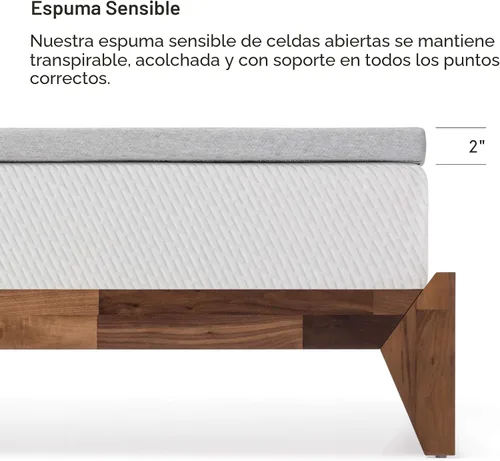 Vista 3 de Tuft & Needle Cubrecolchón, Tamaño Twin, 2 pulgadas de nuestra Espuma Adaptable Transpirable y de Soporte, Cubierta Gris de Lujo, Certificado