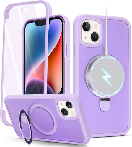 Vista 7 de Cavor Funda para iPhone 13 e iPhone 14, Compatible con Magsafe, Funda para iPhone 14 con Protector de Pantalla, Soporte Funda Protectora Magnética