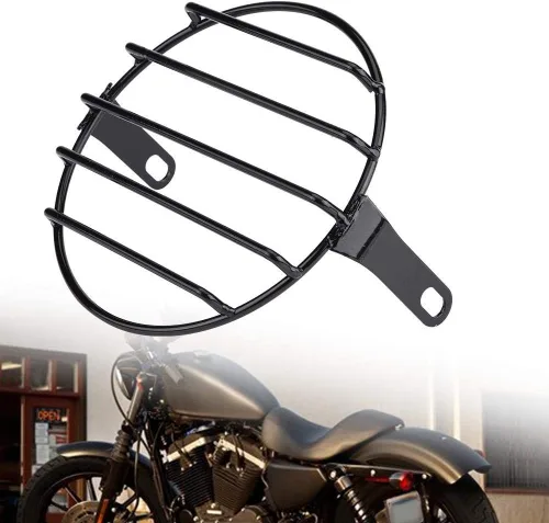 Vista 6 de Cubierta universal de 6.5 pulgadas para parrilla de faros delanteros de motocicleta para Cruiser Chopper Cafe Racer (#1)