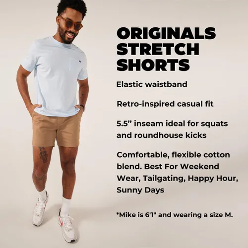 Vista 4 de Chubbies Pantalones cortos chinos para hombre de 5.5 pulgadas, pantalones cortos casuales con cintura elástica, bolsillos laterales y traseros