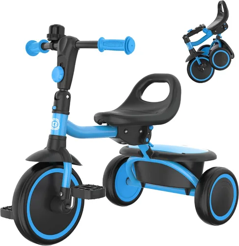 Vista 11 de besrey Triciclo para niños pequeños con campana, triciclo para niños de 18 meses a 5 años, triciclo para niños, bicicleta para niños de 1.5 a 5