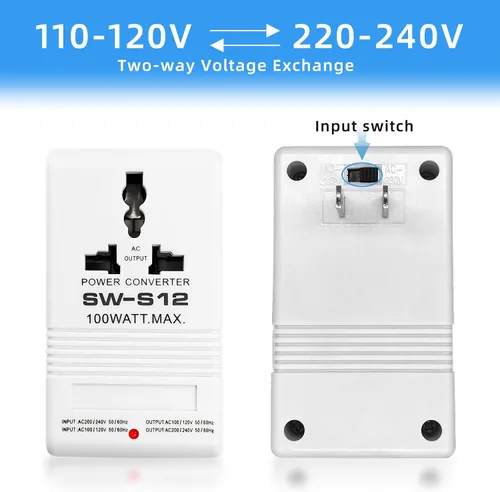 Vista 2 de Convertidor de corriente convertidor de voltaje de 50 W, adaptador de viaje AC110V/120V a 220V/240V convertidor de voltaje elevador y descendente