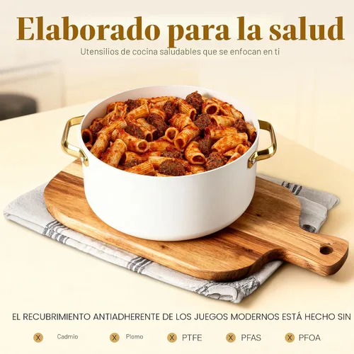 Vista 4 de Gotham Steel Moderno juego de utensilios de cocina de cerámica de 11 piezas, elegante juego de ollas y sartenes antiadherentes con vaporera, parte