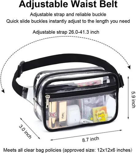 Vista 5 de Monederos transparentes para mujer, para estadio, riñonera transparente, bolsa para estadio, bolsa transparente aprobada para estadios, bolsas
