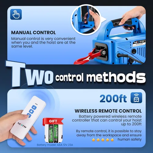 Vista 4 de NEWTRY Polipasto eléctrico de 1100 lb con control remoto inalámbrico de 110/120 voltios, polipasto eléctrico portátil de potencia 16 pies/min