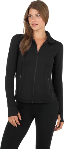 Vista 2 de 90 Degree By Reflex Chaqueta ligera atlética con cremallera completa, ajuste delgado, para correr, con aberturas para los pulgares Negro