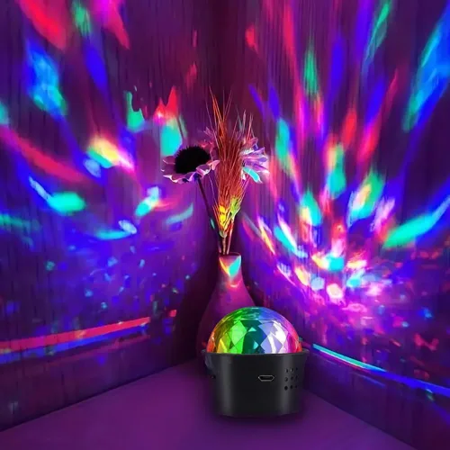 Vista 7 de Paquete de 2 mini luces de bola de discoteca activadas por sonido, luces de fiesta de discoteca multicolor, batería recargable por USB, luces