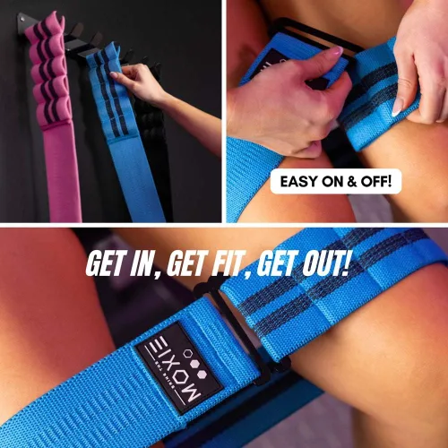 Vista 2 de Juego de 3 bandas de resistencia ajustables de tela antideslizante, ideales para entrenamientos de piernas, glúteos y cuerpo completo, bandas
