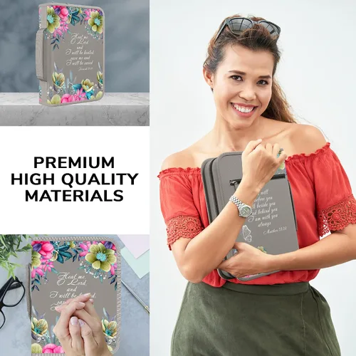 Vista 44 de DEHITE Funda para la Biblia para mujer, fundas de tela prémium para la Biblia para niñas, bolsa de transporte para mujer, ranuras para bolígrafos