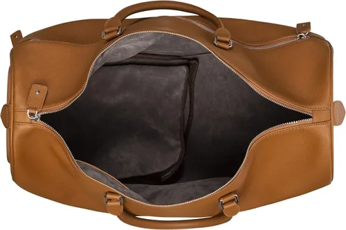 Vista 3 de Bolsa de viaje de piel auténtica con compartimento para zapatos, bolsa de fin de semananoche, bolsa de mano, Marrón