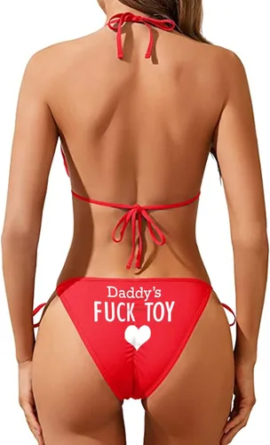 Vista 3 de exciting Lives Daddys Fuck Toy Panties Bragas para mujeres traviesas Bragas Sexy Naughty Slutty Ropa interior para mujerBragas rojas para mujeres