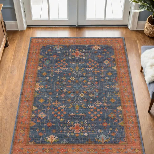 Vista 221 de Hazo Haus – Alfombra pequeña para entrada, cocina o baño, antideslizante con base de goma, resistente a las manchas y a la decoloración, diseño