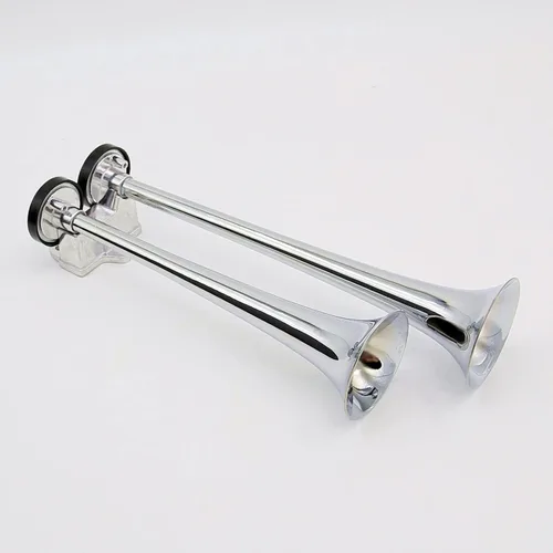 Vista 7 de Bocina de barco plateada de 165DB, bocina de tubo doble de tono alto/bajo de 12 V, súper fuerte para barcos, automóviles, yates, caravanas