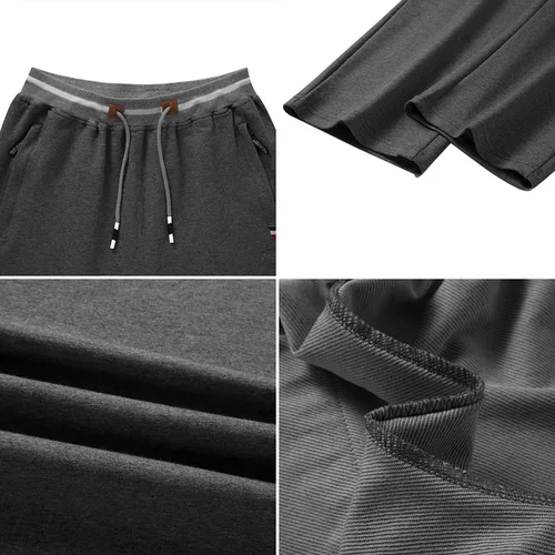 Vista 4 de FoxQ Pantalones deportivos para hombre con bolsillos, pantalones deportivos para correr, casuales, pantalones de yoga, ajuste holgado, pierna recta