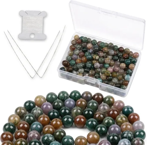 Vista 33 de Cherry Tree Collection 100 cuentas redondas de 6 mm de turquesa africana para hacer joyas Incluye caja de almacenamiento, cordón elástico
