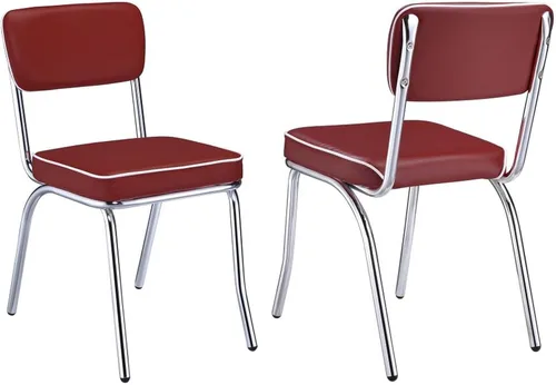 Vista 10 de CARTESIAN Sillas de comedor retro, tapizadas en color negro con marco cromado, juego de 2